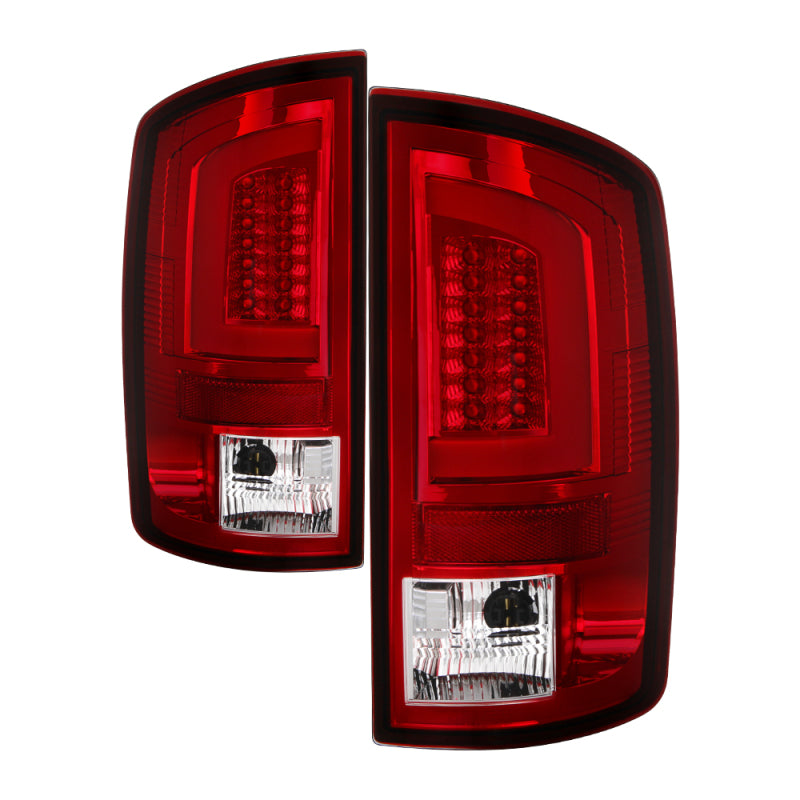 Spyder 07-09 Dodge Ram 2500/3500 V3 Light Bar LED Tail Lights - Red Clear (ALT-YD-DRAM06V3-LBLED-RC) - 5084286