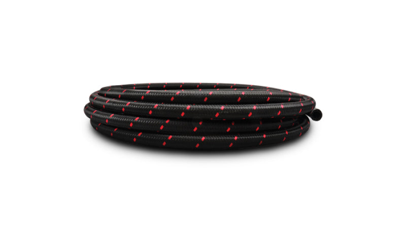 Vibrant -10 AN Two-Tone Black/Red Nylon Braided Flex Hose (20 foot roll) - 11980R