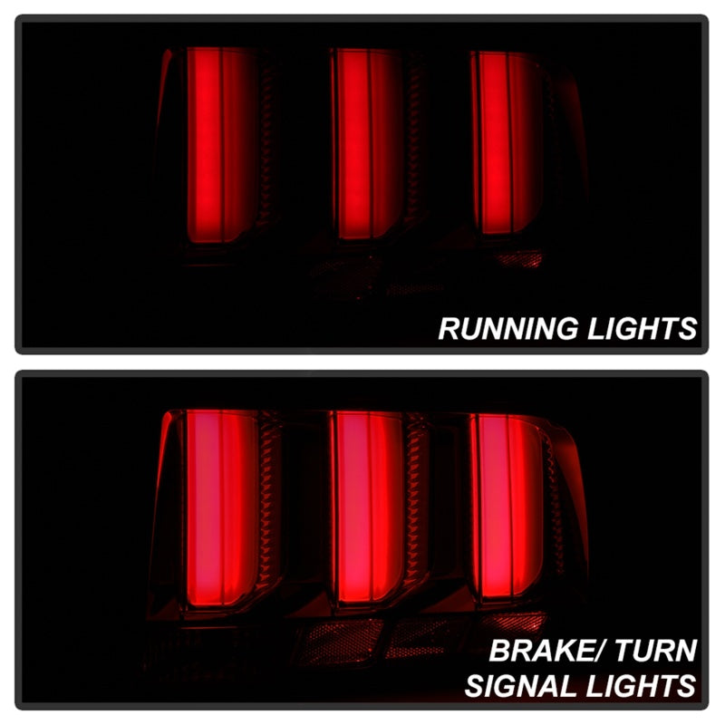 Spyder 05-09 Ford Mustang (Red Light Bar) LED Tail Lights - Smoke ALT-YD-FM05V3-RBLED-SM - 5086723