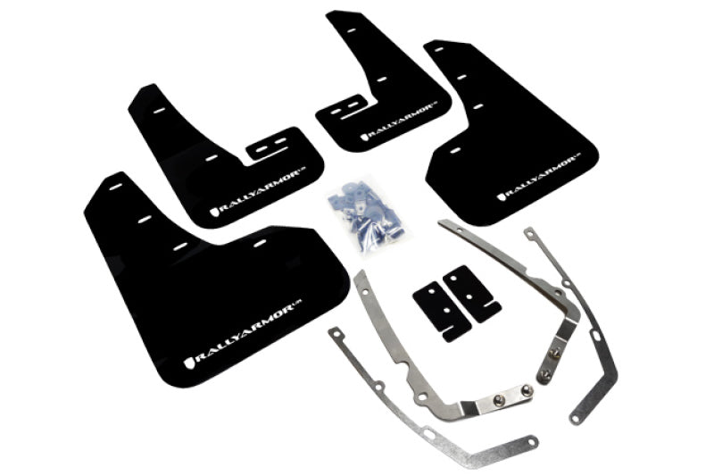 Rally Armor 15-21 VW Golf/GTI/TSI Black UR Mud Flap w/ White Logo - MF37-UR-BLK/WH
