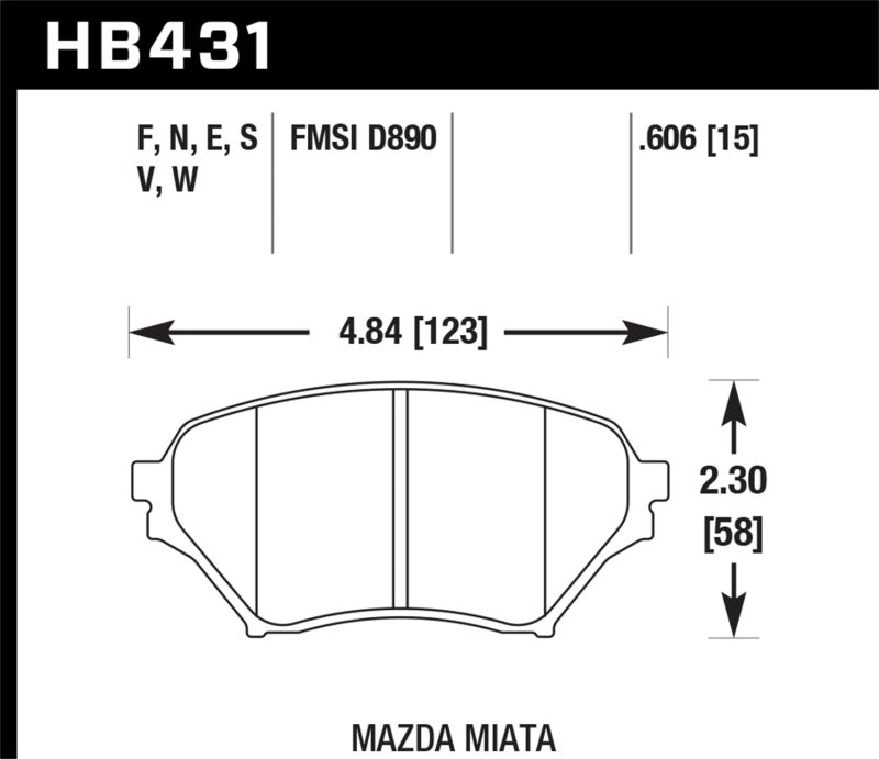 Hawk 01-05 Miata w/ Sport Suspension Blue 9012 Front Brake Pads D890 - HB431E.606 for 2001-2005 Mazda Miata - installed view