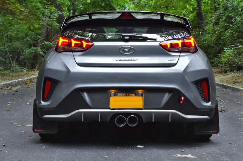 Rally Armor 19-21 Hyundai Veloster Turbo R-Spec Black UR Mud Flap w/ Dark Grey Logo - MF58-UR-BLK/DGRY