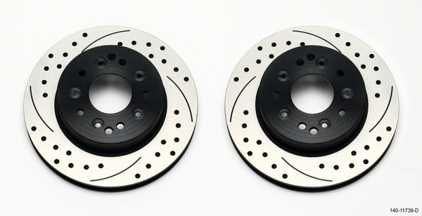 Wilwood Rotor Kit Rear-Drilled 65-82 Corvette C2/C3 (1Pc Rotors) - 140-11739-D for 1970-1982 Chevrolet Corvette