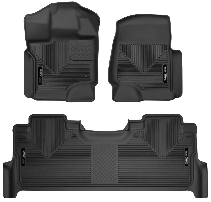 Husky Liners 21-23 Ford F-150 CC SC X-Act Contour Front &amp; Second Row Seat Floor Liners - Black - 53468