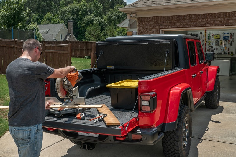 Rugged Ridge Armis Hard Folding With LINE-X Bed Cover 2020 JT - 13550.24 for 2020-2025 Jeep Gladiator - detail view