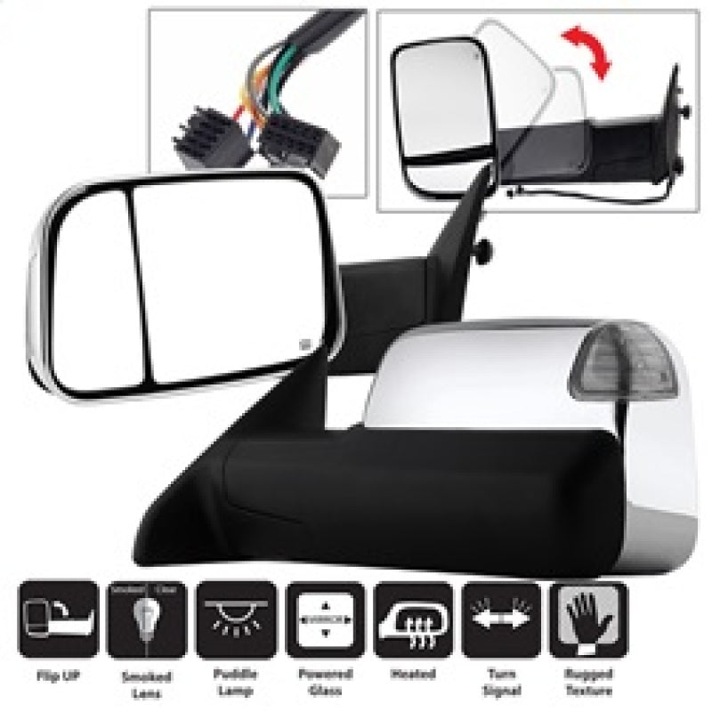 Xtune Dodge Ram 1500 09-12 L&amp;R Manual Extendable Power Heated Adjust Mirror MIR-DRAM10-PW-SET - 9935787