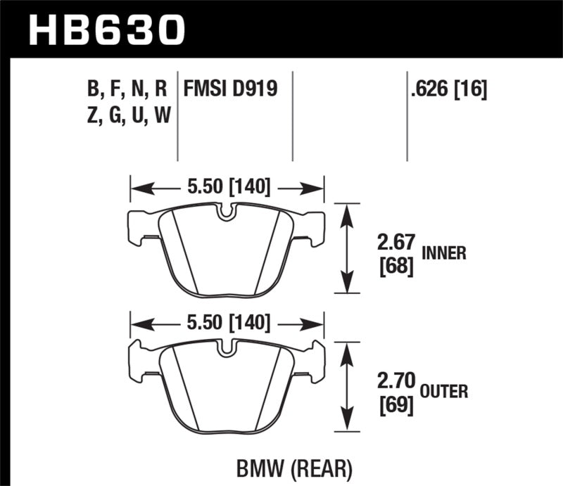 Hawk 02-11 BMW (Various) HPS Street Rear Brake Pads HB630F.626