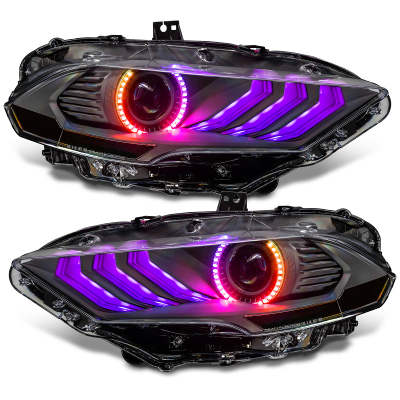 Oracle Lighting 18-23 Ford Mustang Dynamic ColorSHIFT LED Headlights - Black Series - 8204-332