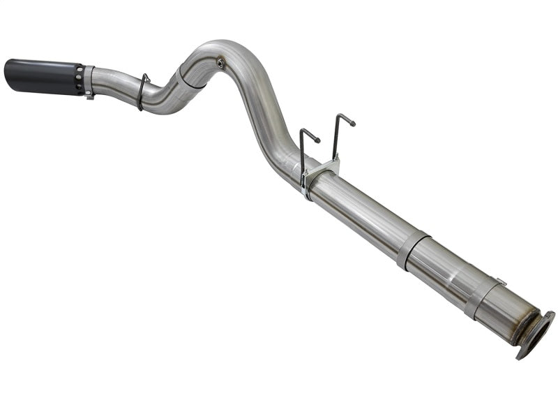aFe Large Bore-HD 5in DPF Back 409 SS Exhaust System w/Black Tip 2017 Ford Diesel Trucks V8 6.7L(td) - 49-43090-B
