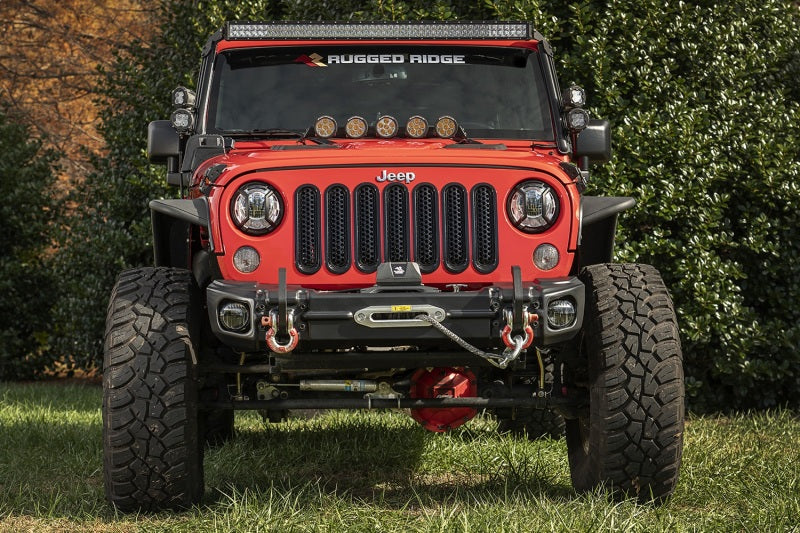 Rugged Ridge 07-18 Jeep Wrangler JK Arcus Front Bumper Set w/Tray &amp; Hooks - 11549.11