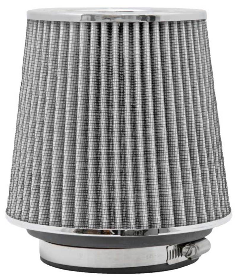 K&N Universal Filter Chrome Round Tapered White - 4in Flange ID x 1.125in Flange Length x 5.5in H - RG-1001WT