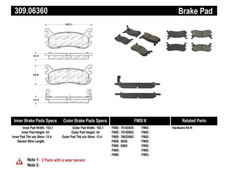 Clearance - StopTech Performance 94-97/99-05 Miata w/ Normal Suspension Rear Brake Pads D636 - STO309.06360