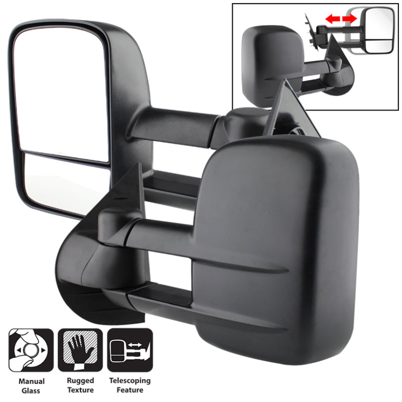 Xtune Chevy Silverado 07-12 L&amp;R Manual Extendable Manual Adjust Mirror MIR-CSIL07-MA-SET - 9935626