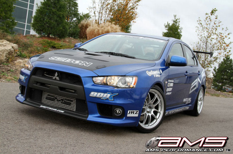 AMS Performance 08-15 Mitsubishi EVO X Front Mount Intercooler w/Modular Cast End Tanks &amp; Logo - AMS.04.09.0001-1