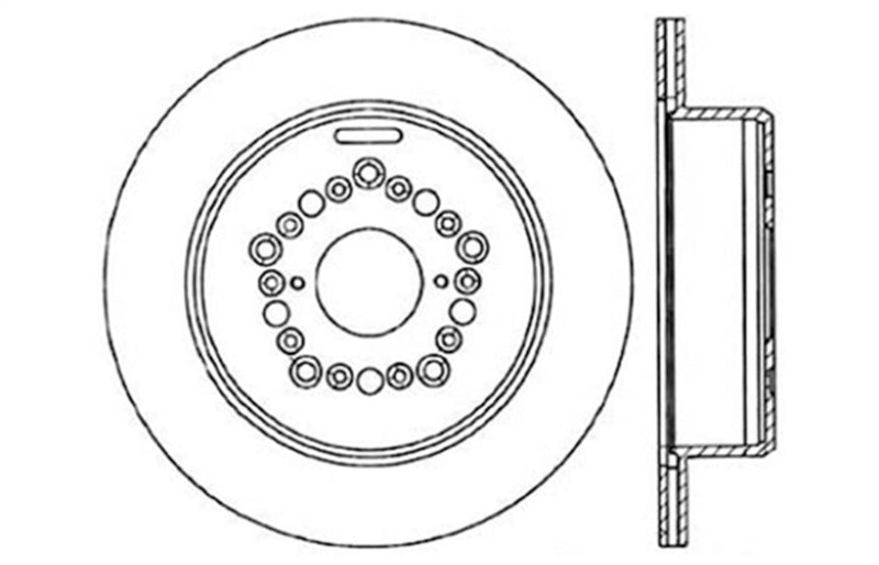 StopTech Power Slot 93-97 Lexus GS Series/95-00 LS400/92-00 SC400 Rear Left Drilled &amp; Slotted Rotor - 127.44084L