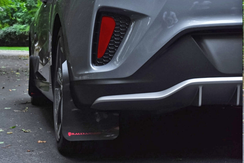 Rally Armor 19-21 Hyundai Veloster Turbo R-Spec Black UR Mud Flap w/ Dark Grey Logo - MF58-UR-BLK/DGRY