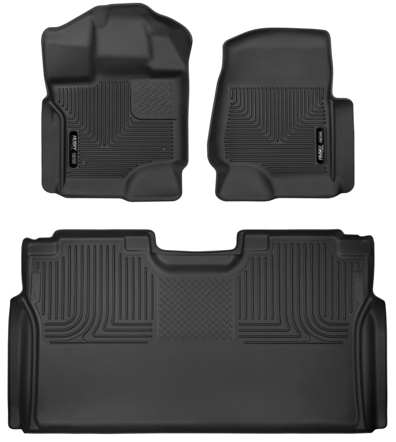 Husky Liners 15-23 Ford F-150 SuperCrew Cab X-Act Contour Front &amp; 2nd Row Seat Floor Liners - Black - 53498