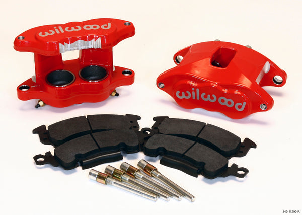 Wilwood D52 Front Caliper Kit - Red 2.00 / 2.00in Piston 1.28in Rotor - 140-11290-R for 1975-1986 Chevrolet C10