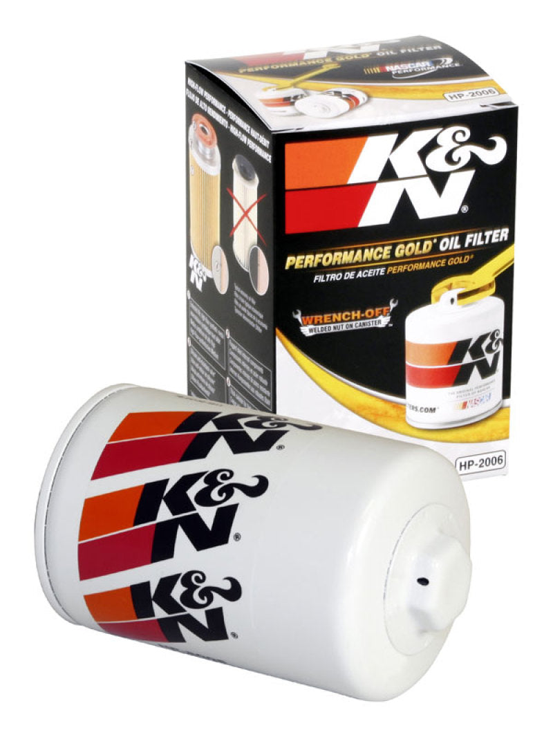 K&N Universal Performance Gold Oil Filter - HP-2006 for 1980-1990 Chevrolet Caprice - side view
