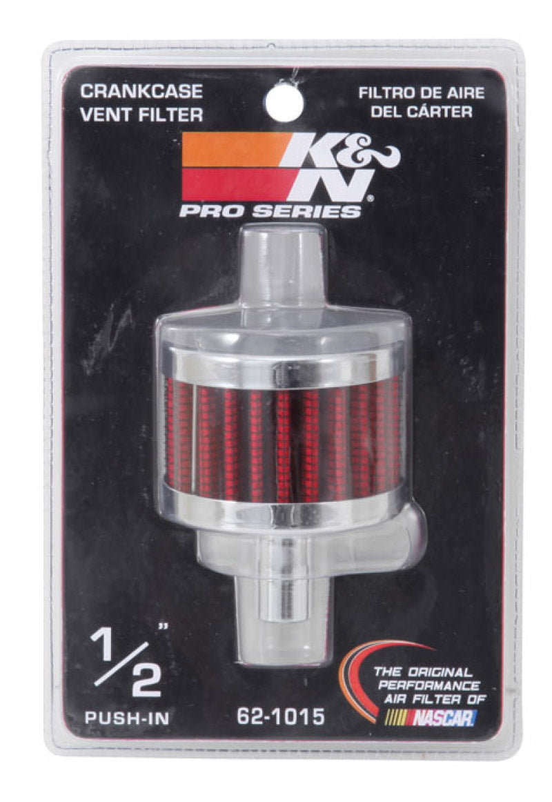 K&N Steel Base Chrome Top Crankcase Vent Filter 1/2in. Vent / 2in. OD / 1-1/2in. Height - 62-1015