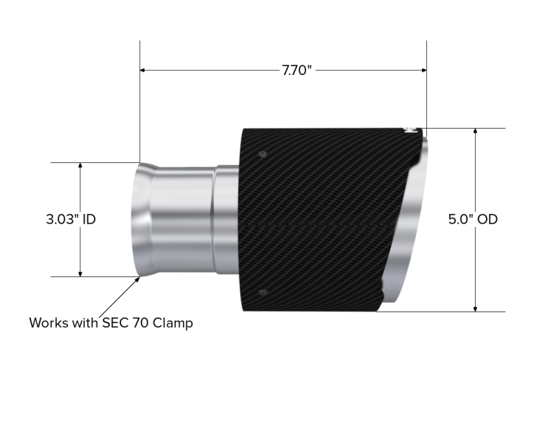 MBRP 15-23 Dodge Charger 5.7L/6.2L/6.4L T304 3in ID / 5in OD Out / 8in Length Angle Cut Carbon Tip - T5197CF