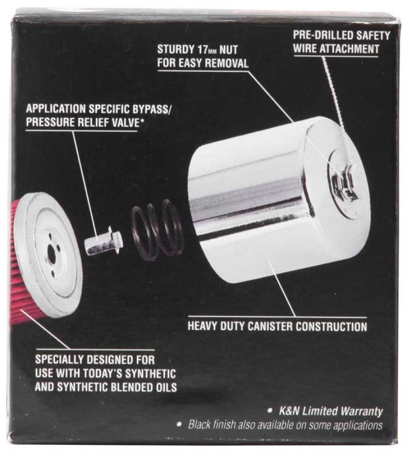 K&amp;N Honda / Kawasaki / Arctic Cat / Suzuki / Triumph / Yamaha 2.688in OD x 2.969in H Oil Filter - KN-204C