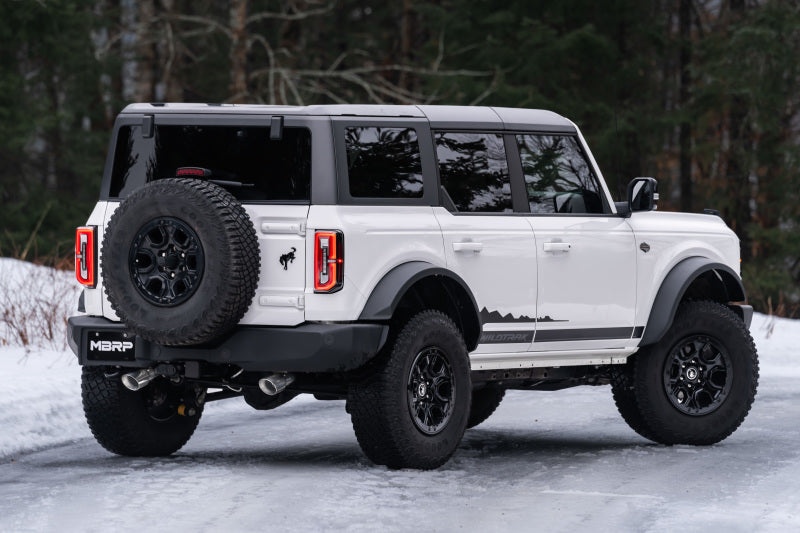 MBRP 2021+ Ford Bronco 2.3/2.7L EcoBoost 2/4-Dr 3in Catback Dual Split Rear Exit Aluminized Steel - S5241AL
