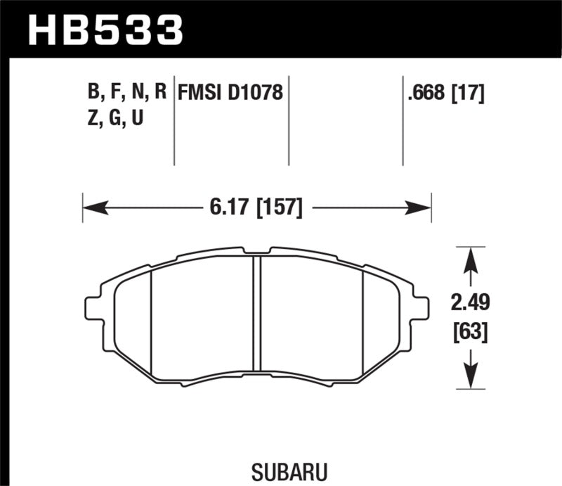 Hawk 05-08 LGT D1078 Performance Ceramic Street Front Brake Pads - HB533Z.668