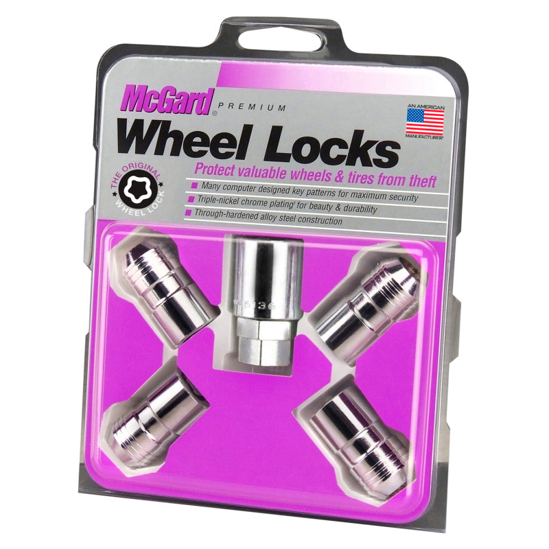 McGard Wheel Lock Nut Set - 4pk. (Cone Seat) M14X1.5 / 21mm &amp; 22mm Dual Hex / 1.639in. L - Chrome