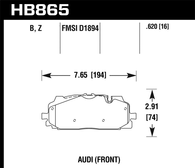 Hawk 18-19 Audi S5 HPS 5.0 Front Brake Pads - HB865B.620 for 2018-2019 Audi RS5 - angle view