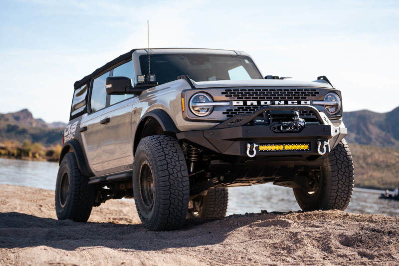 DV8 Offroad 2021+ Ford Bronco Modular Front Bumper Winch Capable w/ Auxiliary Light Mounts - FBBR-02