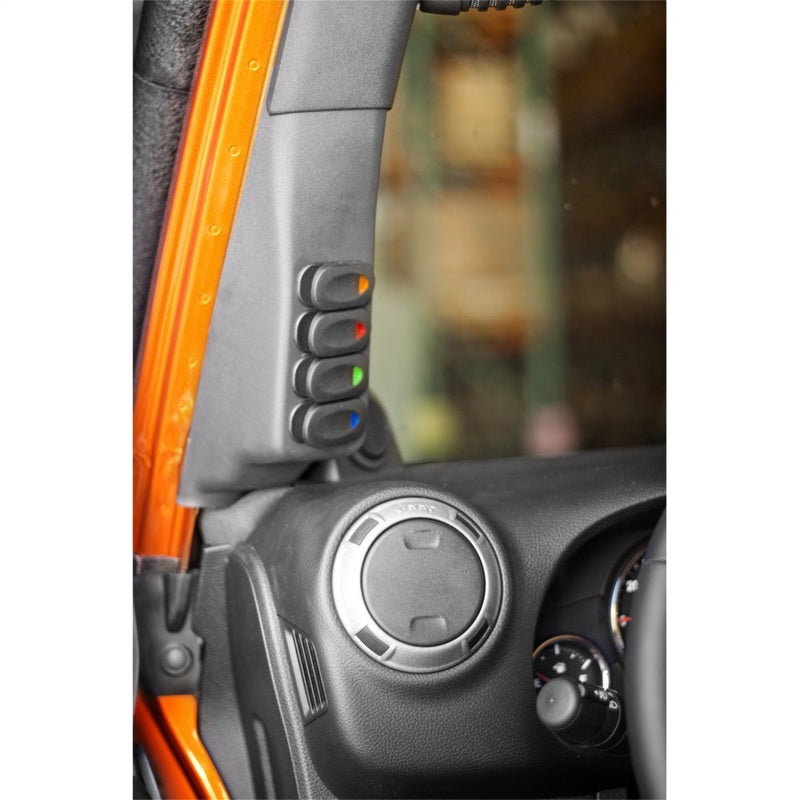 Rugged Ridge A-Pillar 4 Switch Pod Kit Black LHD 11-18 JK - 17235.96