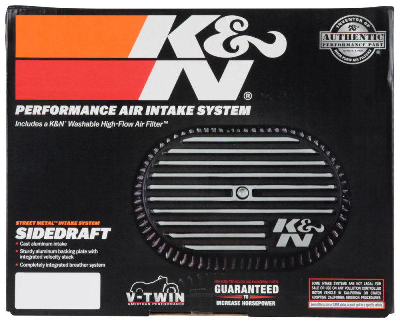 K&N Street Metal Intake System for 02-06 Harley Davidson Road King F/I 88cl Side Draft Dyna/Softail - RK-3953