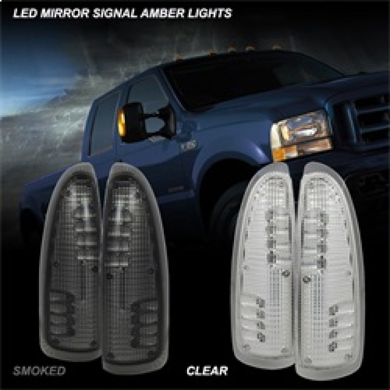 xTune Ford Superduty F250-F650 03-07 Amber LED Mirror Signal Lens - Smoke ACC-LED-FDSD99-MR-SM - 9924729