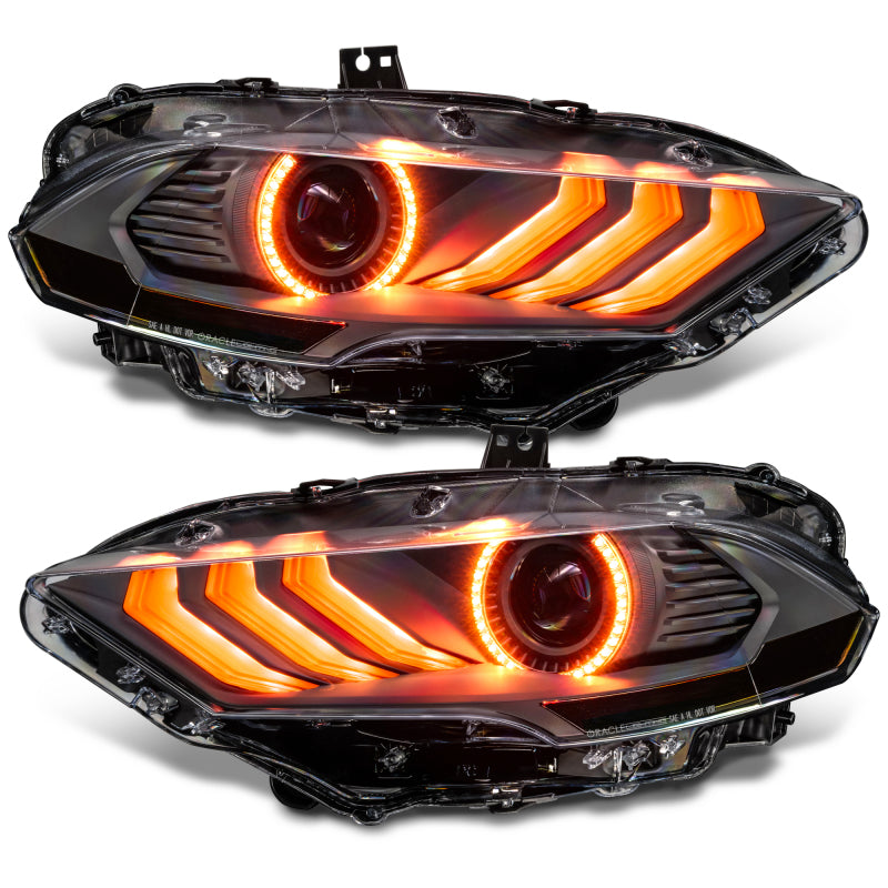 Oracle Lighting 18-23 Ford Mustang Dynamic ColorSHIFT LED Headlights - Black Series - 8204-332