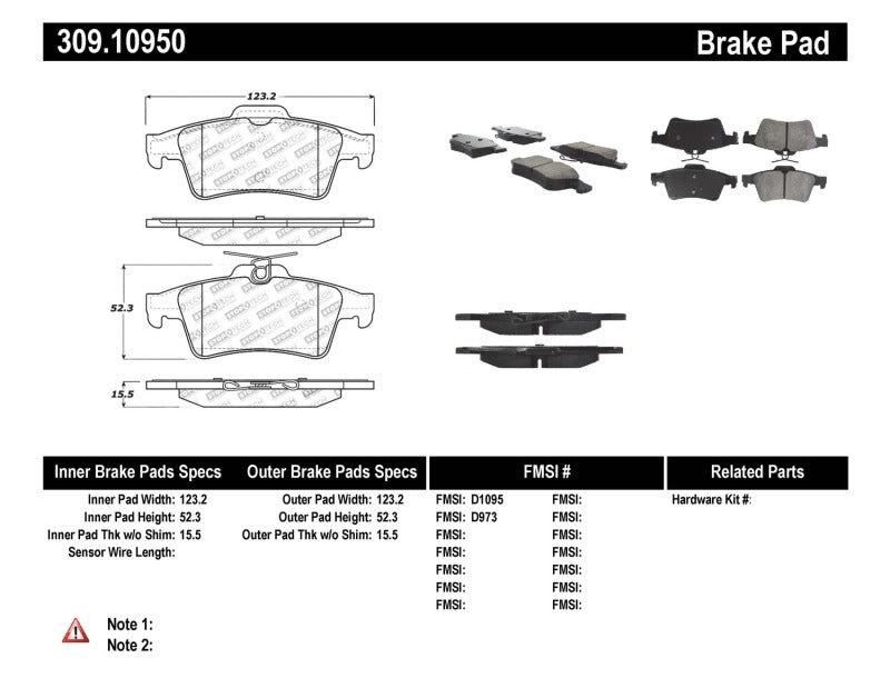 Stoptech Performance Rear Brake Pads - 13+ Focus ST / RS - 309.10950
