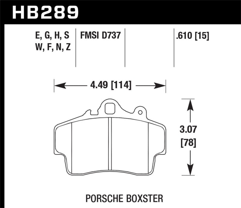 Hawk Porsche Cayman HP+ Street Brake Pads HB289N.610