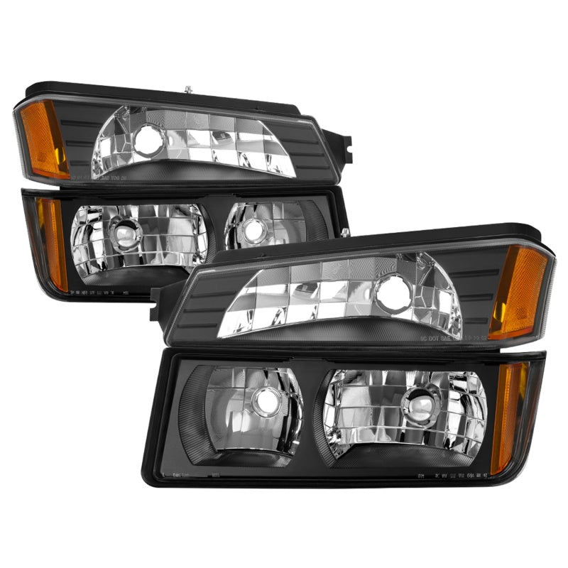 xTune 02-06 Chevy Avalanche w/Cladding OEM Bumper Light &amp; Headlights - (BLACK) (HD-JH-CAVA02-SET-BK) - 9040641