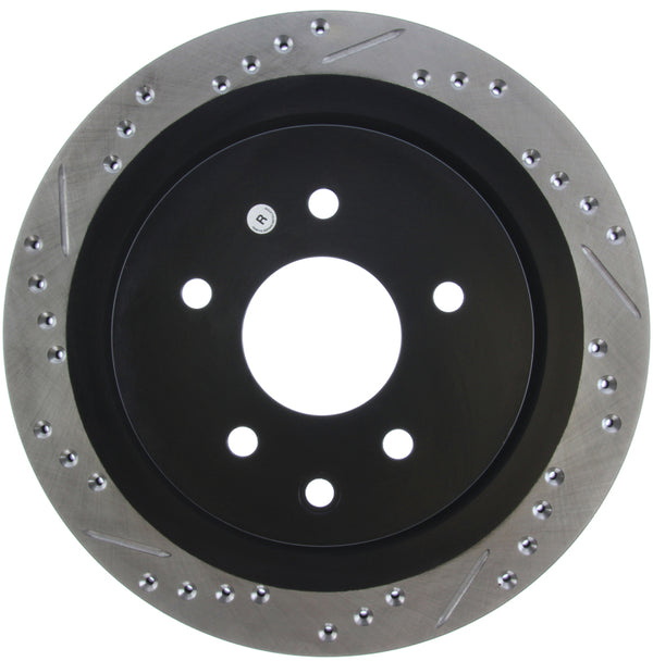 StopTech 06-07 350Z / 05-07 G35 / 06-07 G35X SportStop Slotted & Drilled Rear Right Rotor - 127.42088R for 2009-2023 Nissan M