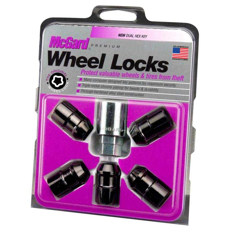 McGard Wheel Lock Nut Set - 5pk. (Cone Seat) 1/2-20 / 3/4 &amp;13/16 Dual Hex / 1.46in. Length - Black - 24548