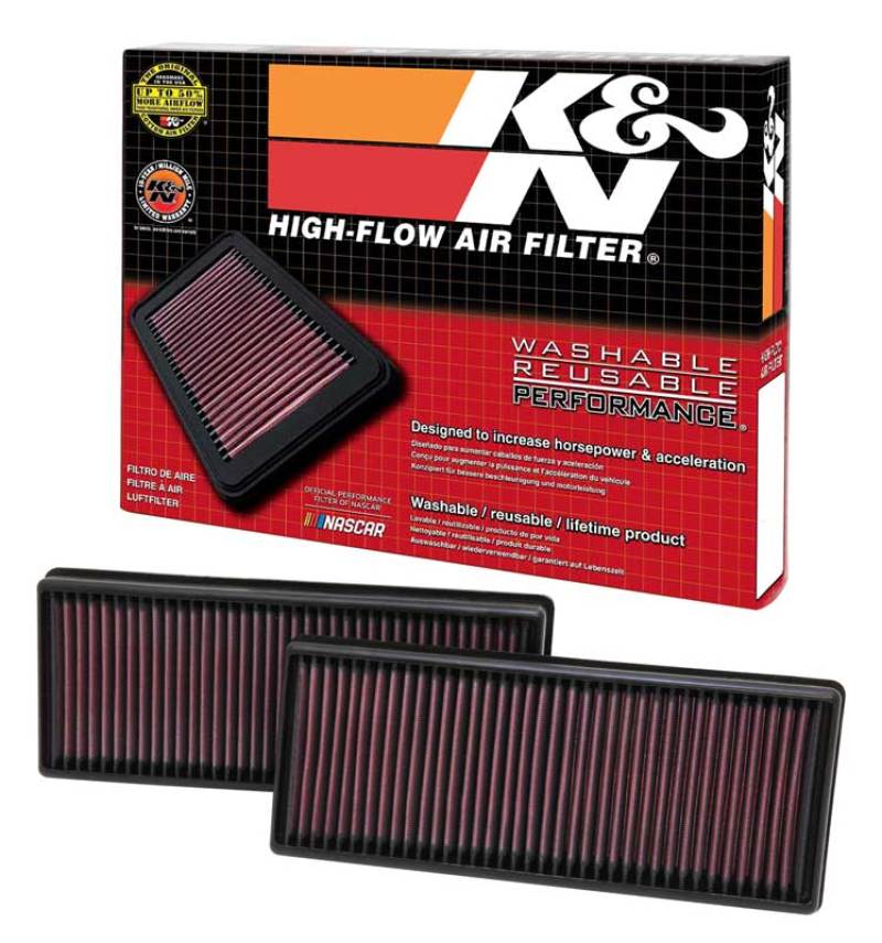 K&amp;N Replacement Air Filter 12.563in O/S Length x 5.25in O/S Width x 1.625in H (Inc 2 Filters) - 33-2474
