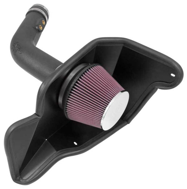 K&N 15-17 Ford Mustang 3.7L V6 F/I Performance Intake Kit - 57-2594 for 2015-2017 Ford Mustang - front view