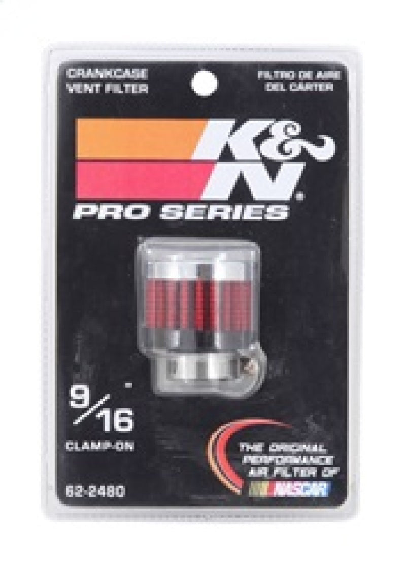 K&amp;N Rubber Base Crankcase Vent Filter - 0.55in Flange ID 1.375in OD 1.125in Height - 62-2480