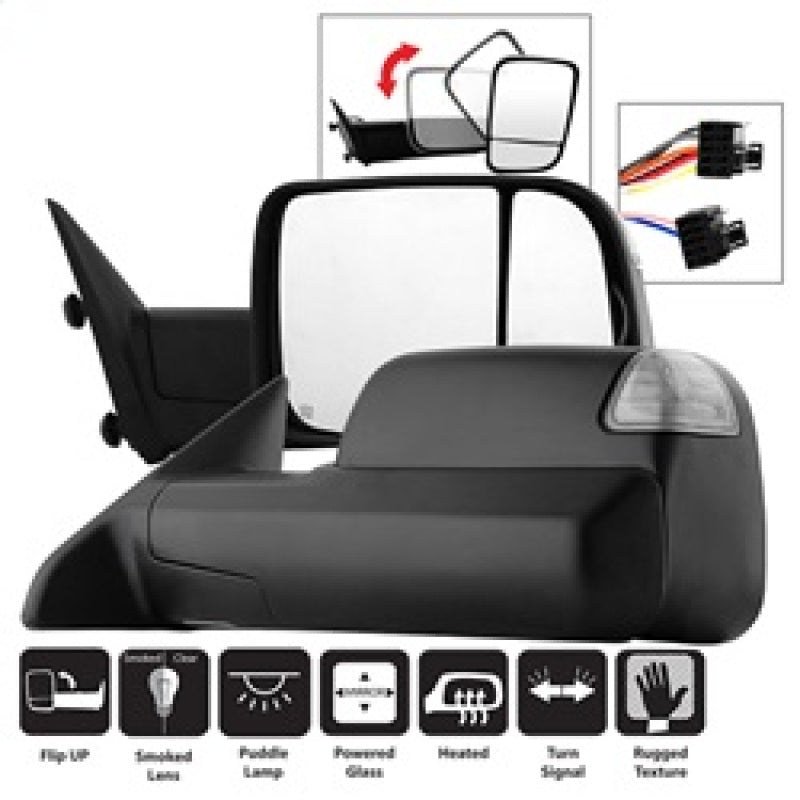 Xtune Dodge Ram 1500 09-12 L&amp;R Manual Extendable Power Heated Adjust Mirror MIR-DRAM09S-PWH-SET - 9935770