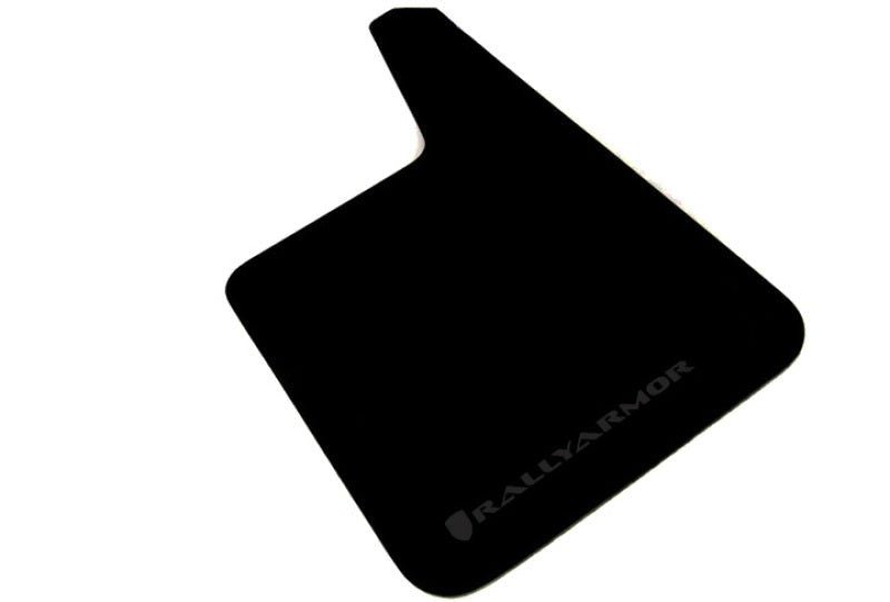 Rally Armor Universal Fit (No Hardware) Basic Plus Black Mud Flap w/ Black Logo - MF20-BAS-BLK by Rally Armor - front view