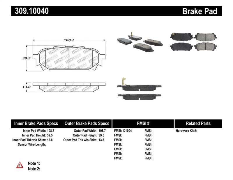 StopTech Performance 03-05 WRX Rear Brake Pads - 309.10040