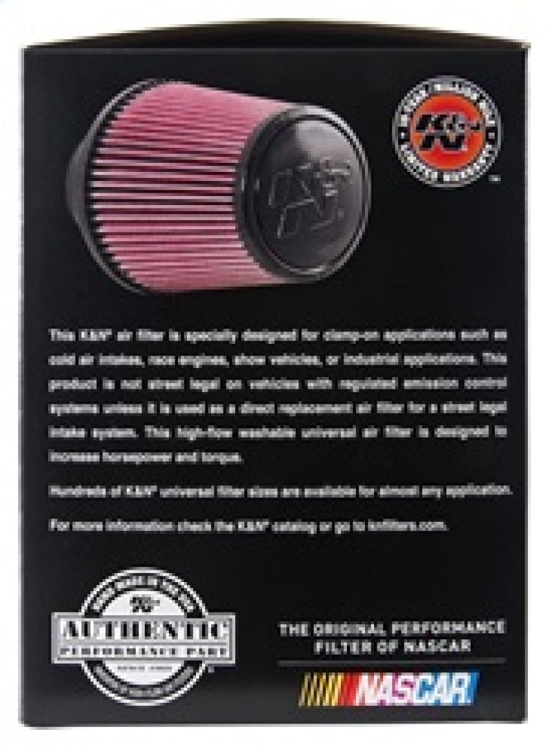K&amp;N Universal Rubber Filter - Round Tapered 6in Base OD x 3in Flange ID x 6in H - RE-0930