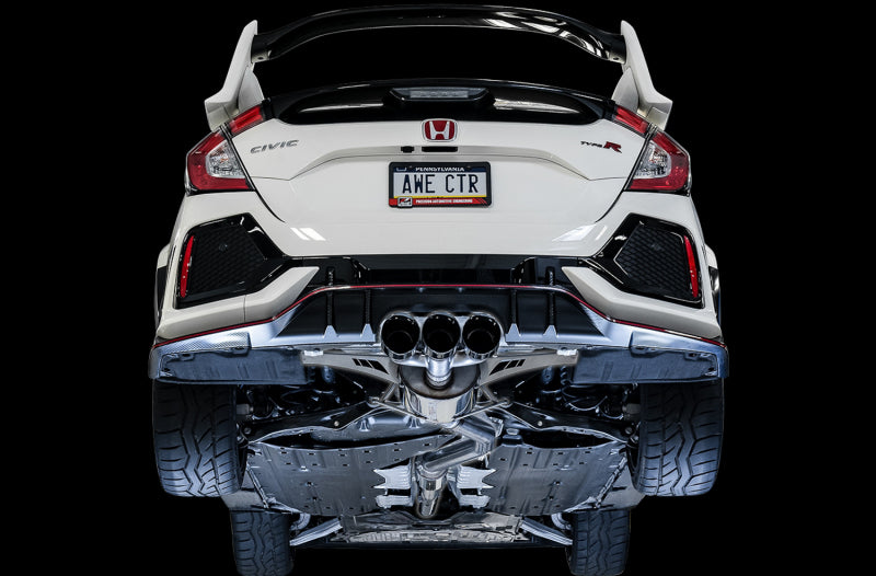 AWE Tuning 2017+ Honda Civic Type R Touring Edition Exhaust w/Front &amp; Mid Pipe - Diamond Blk Tips