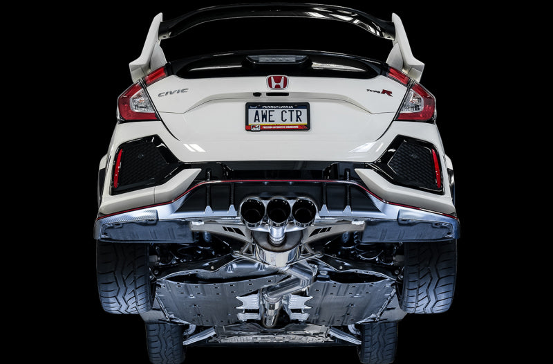 AWE Tuning 2017+ Honda Civic Type R Touring Edition Exhaust w/Front &amp; Mid Pipe - Diamond Blk Tips