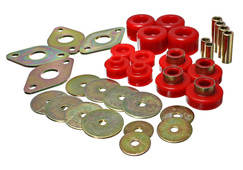 Energy Suspension Body Mount Set-Reg Access &amp; Dbl Cab - Red - 8.4109R
